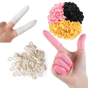 100ШТ одноразовых перчаток для пальцев, перчатки из натурального каучука, Нескользящие Антистатические латексные накладки для пальцев, защитные перчатки для пальцев, Дизайн ногтей