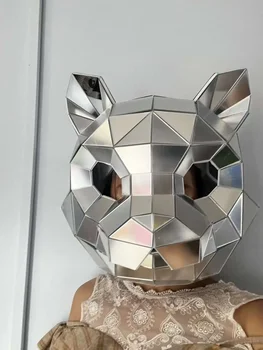 Зеркальная маска 3D Косплей Медведь Леопард Тигр Рогатый Демон Шлем Музыкальный Фестиваль DJ Клуб Танцевальный Реквизит