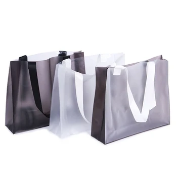 1 шт. Прозрачный подарочный пакет из ПВХ с ручками, прозрачная сумка-тоут, сумка-тоут из матового пластика для покупок, упаковка для одежды, напитков, подарочные пакеты