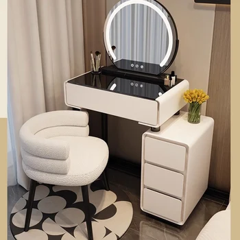 Комод для спальни, Шкаф для макияжа, Зеркало для хранения Белого Света, Туалетный столик Nordic Luxury Tavolo Da Trucco Home Furniture LJ50DT