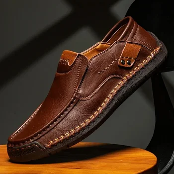 Мужская деловая обувь, Модная Износостойкая Повседневная мужская обувь на толстой подошве, Новые удобные Лоферы, Большие размеры 39-48, Мужская обувь