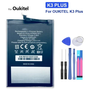 Сменный аккумулятор мобильного телефона емкостью 6080 мАч для OUKITEL K3 Plus K3Plus + Бесплатные инструменты