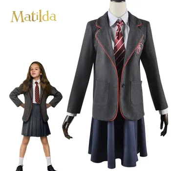 Костюм Матильды для косплея для девочек, школьная форма, костюм для фильма, пальто, юбка, одежда для косплея на Хэллоуин, одежда для вечеринки