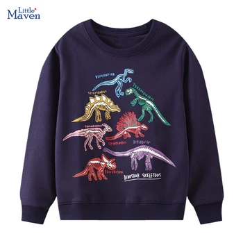 Little maven Детская одежда, светящаяся толстовка с динозавром для мальчиков, хлопковые мягкие и комфортные топы, толстовка с динозаврами из мультфильмов для детей 2-7 лет