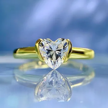 Кольцо с высокоуглеродистым бриллиантом Luomansi 6x6 мм в форме сердца, 100% Серебряные украшения S925, подарок для свадебной вечеринки