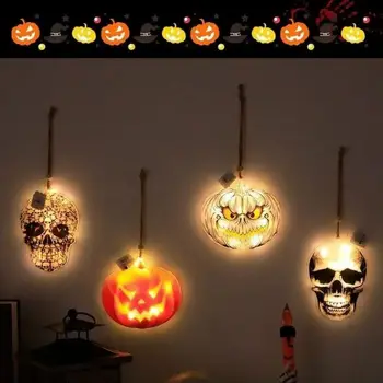 Наружные светодиодные фонари на Хэллоуин с декоративными огнями в виде черепа Демона, Налобный фонарь со светодиодной подсветкой для вечеринки, установите гирлянду огней