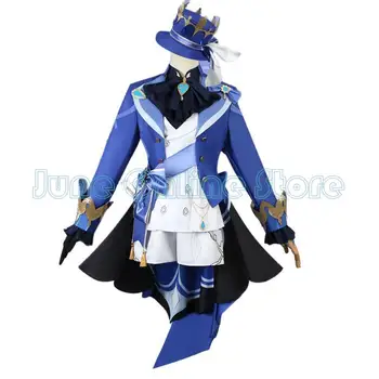 Косплей-костюм Genshin Impact Fontaine Character Focalors, полный комплект со шляпой из ткани с рисунком, Форма Furina, косплей-парик