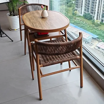 Стол и стул на открытом воздухе, ротанговый стул, простой сад для отдыха, один стол и два стула, маленький столик