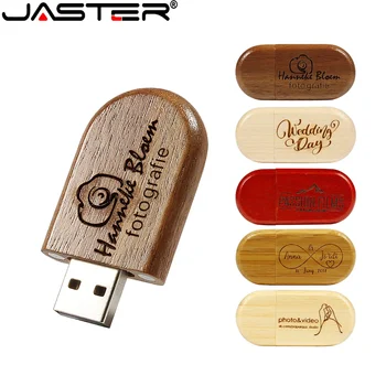 JASTER Деревянный Свадебный Подарок USB 2.0 Флэш-накопитель 16GB Memory Stick 32GB Подарочный Брелок Для Ключей Pendrive 64GB U-Диск С Бесплатным ЛОГОТИПОМ Клиента