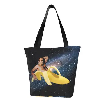 Модный Николас Кейдж В банановых хозяйственных сумках, холщовая сумка для покупок, сумка для покупок через плечо