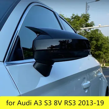 Черные крышки боковых зеркал для Audi A3 S3 8V RS3 2013 2014 2015 2016 2018 2017 2019 Замена (глянцевый жемчужно-черный)