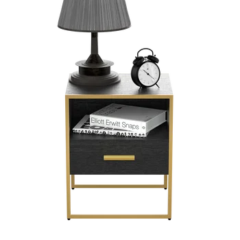 Обновите современную тумбочку с 1 рисунком, подходящую для спальни/гостиной/приставного столика (золотой и черный)