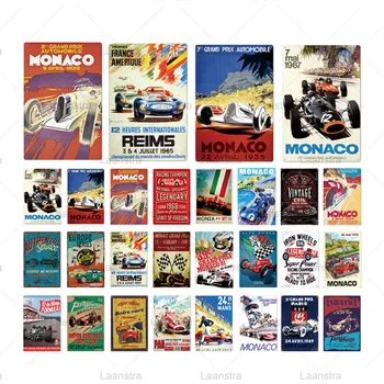 Металлическая Жестяная вывеска Racing Cars Fast Wheels Monaco, Ретро-вывески, Винтажный плакат, Настенный арт-декор для гоночного клуба, кафе-бара, Железная табличка