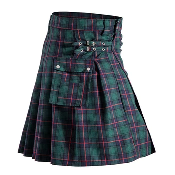Шотландский мужской килт Традиционное шотландское платье Юбка Килты Шотландская клетчатая юбка Плиссированные мужские брюки в средневековую клетку