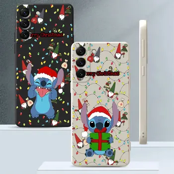 Disney Stitch Рождественская Милая Сумка-Чехол для Samsung Galaxy S22 Plus S23 Ultra 5G S10 S20 FE S21 S10e Роскошный Квадратный Жидкий Чехол