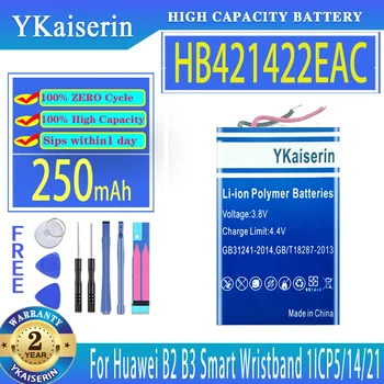YKaiserin Аккумулятор HB421422EAC 250 мАч Для Huawei B2 B3 Смарт-Браслет 1ICP5/14/21 Цифровые Батареи