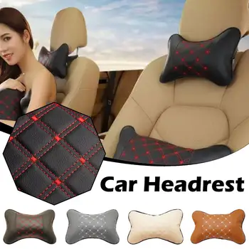 Получите облегчение от головной боли с автомобильной подушкой для шеи - Универсальная автомобильная кожаная подушка с подголовником из полиуретанового волокна W4B8