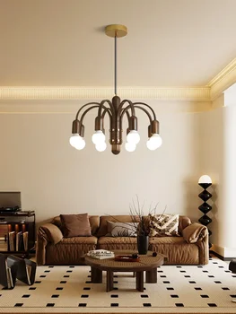 Дизайнерская люстра для гостиной, главная лампа, лампы для спальни цвета грецкого ореха в стиле ретро