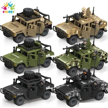 Детские игрушки, военные зеленые автомобили Hummer, Строительные блоки, черно-желтые кирпичи Jepp, развивающие Игрушки для детей, Рождественские Подарки