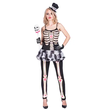 Женский комбинезон для косплея с 3D печатью на Хэллоуин для взрослых, облегающее боди с черепом, костюм для фестиваля 