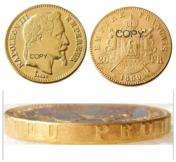 Франция 20 Франция 1869A наполеон III Позолоченная Копия Декоративной Монеты