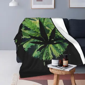 Прохладный лист конопли, Трава, Зеленые Подарочные одеяла, Флисовое растение с принтом в стиле хиппи, Многофункциональное теплое одеяло для кровати, путешествия, Тонкий плюш