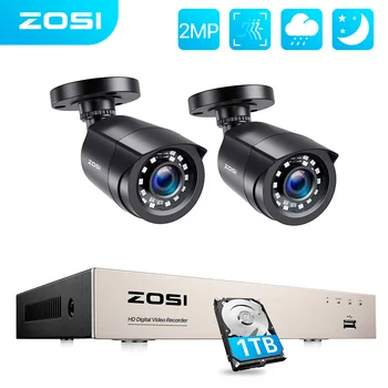 ZOSI 1080P Security Camera System 8CH H.265 + Комплект Видеорегистратора для Наружного и Внутреннего использования с Водонепроницаемым Комплектом Видеонаблюдения Ночного Видения CCTV
