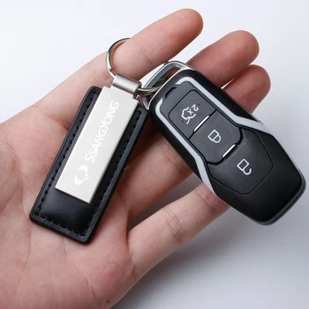Кожаный Металлический Автомобильный Брелок Для Ключей Брелки Для Ключей Ssangyong Korando 2021 Rexton Kyron Musso Actyon Rodius Аксессуары