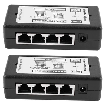 ABGZ-2X 4-портовый Poe Инжектор Poe Адаптер питания Ethernet Вывод питания 4,5 (+)/7,8 (-) Вход Dc12v-Dc48v Для Ip-камеры