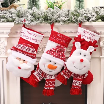 Новые рождественские украшения, Мультяшный Милый Старик, Снеговик, Лось, Рождественские носки, Подарочный пакет с конфетами