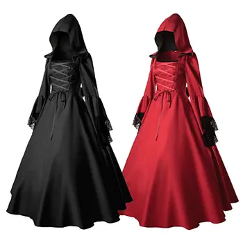 Новое женское модное винтажное кельтское средневековое платье с длинным рукавом длиной до пола Ренессансное Готическое платье для косплея на Хэллоуин