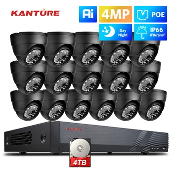 KANTURE H.265 16CH 2K CCTV Camera System 4MP Ai Human Detection Внутренняя Наружная POE Ip-Камера Ночного Видения Комплект Видеонаблюдения