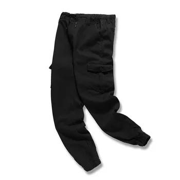 мужские брюки-карго, ветрозащитные, теплые зимние уличные, плюс размер, с несколькими карманами, Свободные Прямые повседневные однотонные простые брюки