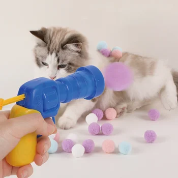 Интерактивное обучение запуску Игрушки для кошек Креативные Котята Мини-Помпоны Игры Эластичный Плюшевый мяч Игрушки Для кошек Аксессуары для домашних животных