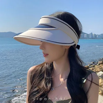 Женская летняя шляпа с пустым верхом, женская летняя шляпа с большими полями, закрывающая лицо, Модная солнцезащитная шляпа для путешествий на открытом воздухе
