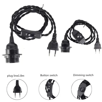 Полузубчатый держатель лампы VDE plug line1.8m Кнопочный переключатель затемнения EU plug Фитинги для ламп AC110V 220V E27 Вес винта 200 г