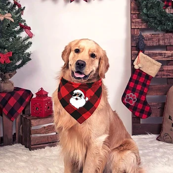 Полотенце со слюной с принтом Санта-Клауса, Треугольный Шарф для домашних животных, Бандана для собак, полотенце со слюной, Декоративные Аксессуары для собак, Рождественские подарки для любителей собак