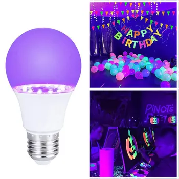E27 УФ светодиодная лампа мощностью 9 Вт Фиолетовая Прозрачная лампочка для вечеринки 