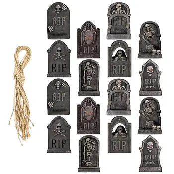 Знаки ужасов на Хэллоуин Украшения на Хэллоуин Кладбище Надгробная плита Различные знаки на кладбище Атмосфера ужаса Мини-надгробия