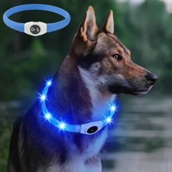 Новый светодиодный светящийся ошейник для собак, водонепроницаемый из ПВХ, для крупных, средних и маленьких собак, ошейник с USB-подсветкой для ночной безопасности домашних животных, светящиеся Аксессуары