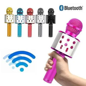 WS858 KTV USB Микрофон Портативный домашний Bluetooth Караоке Микрофон Ручной Микрофон Mikrofon Беспроводной микрофон