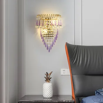 Современный Простой Роскошный Хрустальный настенный светильник K9 Led Golden Для гостиной, спальни, прикроватной тумбочки, настенного светильника, роскошных Европейских настенных светильников для телевизора