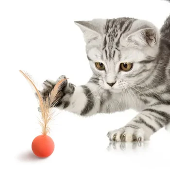 Игрушка для кошек звездный шар плюс перо Материал EVA Легкая пена для метания мяча Забавная игрушка с текстурой звезды мяч Игрушка из перьев для собак и кошек Supplie