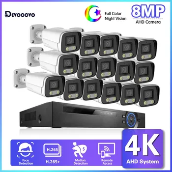Комплект Системы безопасности 4K CCTV DVR Camera 16CH Outdoor Full Color Night Vision XMEYE AHD Bullet Camera Комплект Видеонаблюдения 8CH