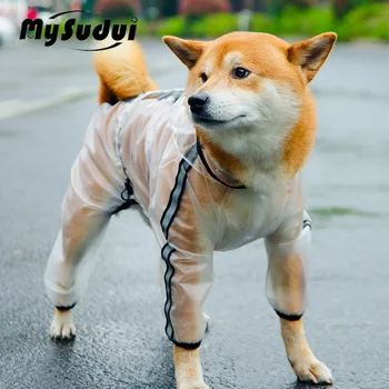 Дождевик Mysudui для собак на открытом воздухе, Непромокаемый прозрачный дождевик, дышащая светоотражающая шапочка для прогулок с маленькими и средними собаками на свежем воздухе