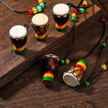 Инструментальные ожерелья, Барабан Джембе, Мини-подвеска, Африканский Барабан, Деревянные Классические Ручные Барабаны, колье-барабаны и перкуссия