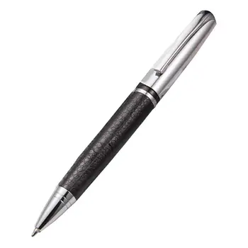 Поворотная бизнес-ручка 0,5 мм, черная кожа, Металлические Шариковые ручки, Канцелярские принадлежности в подарок