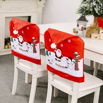 1 шт. Рождественский чехол для стула, Красная шляпа Санта-Клауса, обеденный чехол для стула для домашнего Новогоднего стола, Рождественское украшение, Рождественский подарок