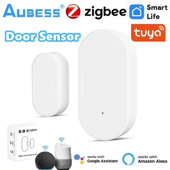 Tuya Zigbee 3.0 Умный Дверной Датчик Окна Детектор Открытия/Закрытия двери Защита Безопасности Smart Life APP Control Через Alexa Google