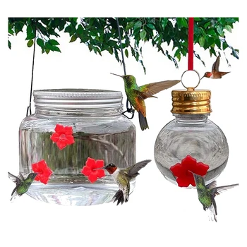 1 упаковка кормушки для птиц из каменной банки с отверстиями для кормления цветов Для наружного подвесного украшения сада во дворе
